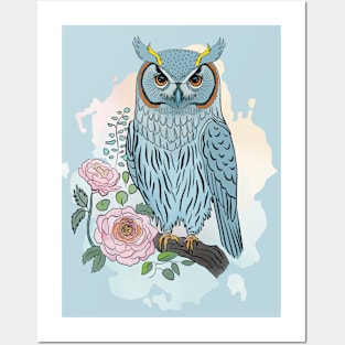 Owl blue Posters and Art